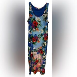 Boston Proper Tropical Floral Maxi Dress Size Medium Free Shipping!